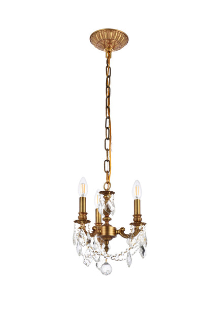Lillie 3 light French Gold Pendant Clear Royal Cut Crystal