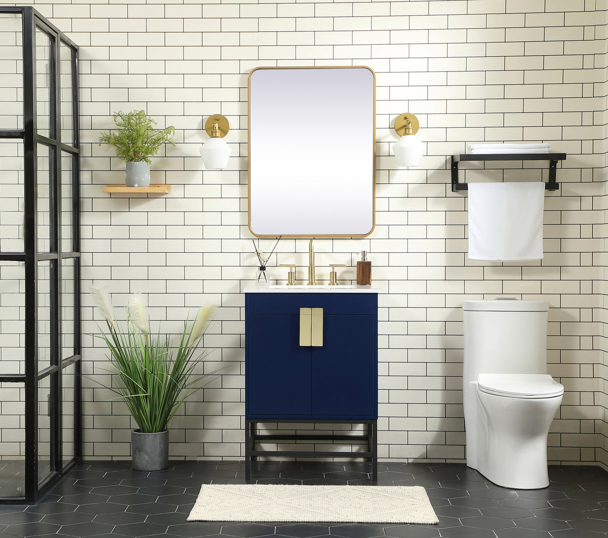24 inch Single bathroom vanity in blue