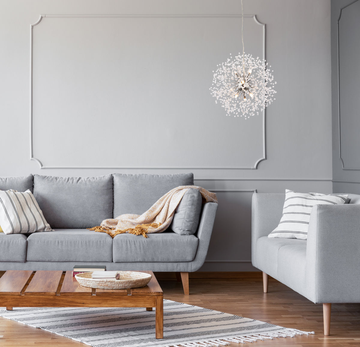 Solace 9 lights Chrome pendant