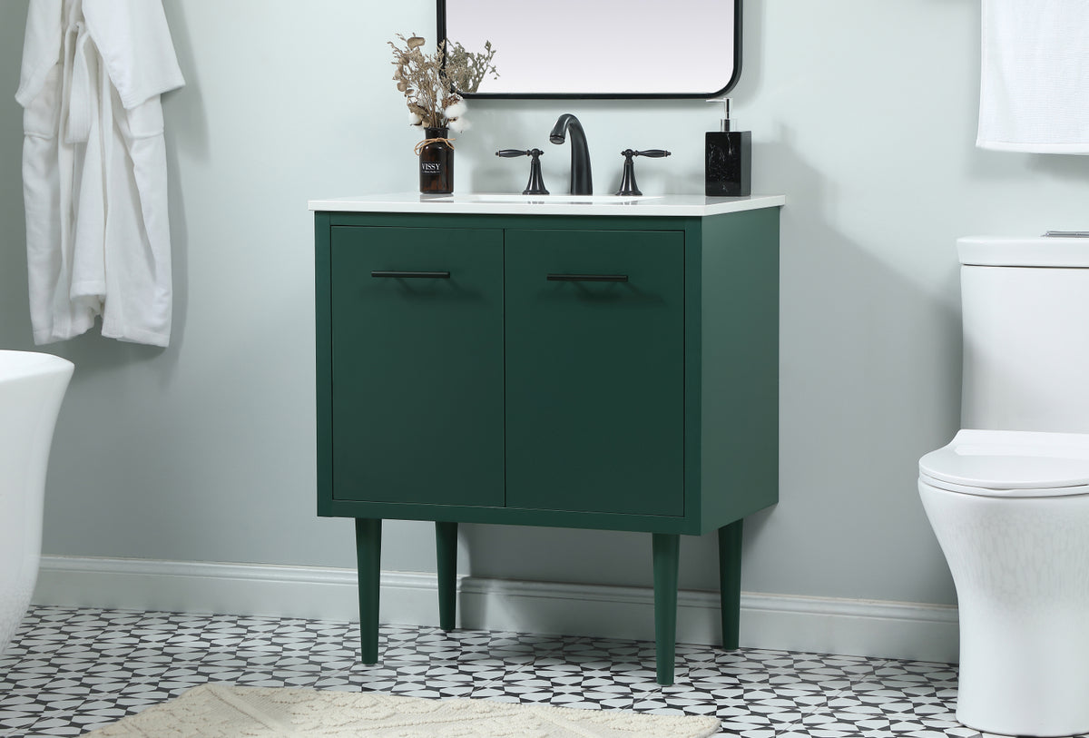 30 inch Single bathroom vanity in green