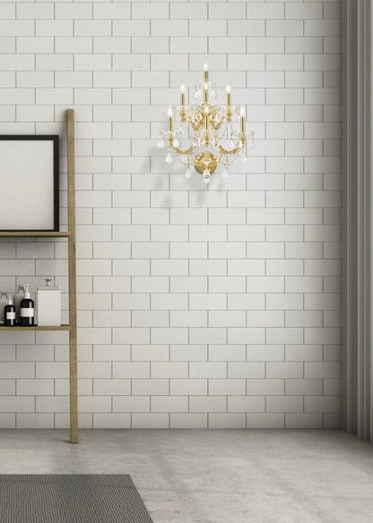 Maria Theresa 7 light Gold Wall Sconce Clear Royal Cut Crystal