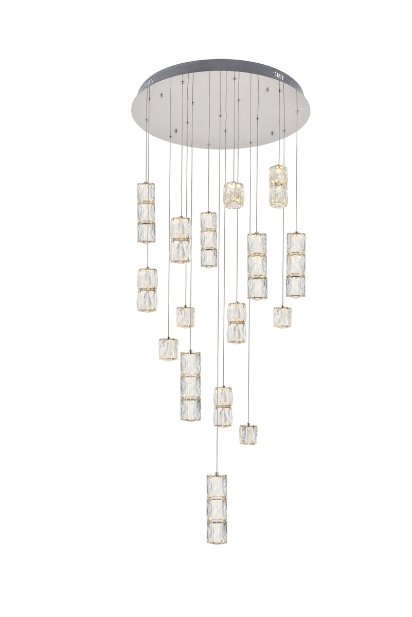 Polaris LED light Chrome Pendant Clear Crystal