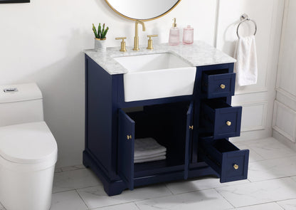 36 inch Single bathroom vanity in blue