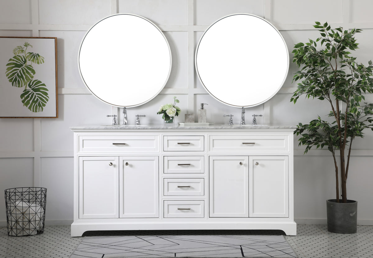 72 inch double bathroom vanity in white