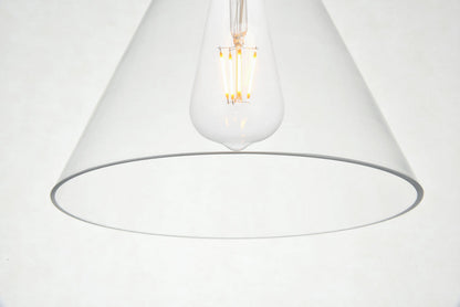 Destry 3 Lights Black Pendant With Clear Glass