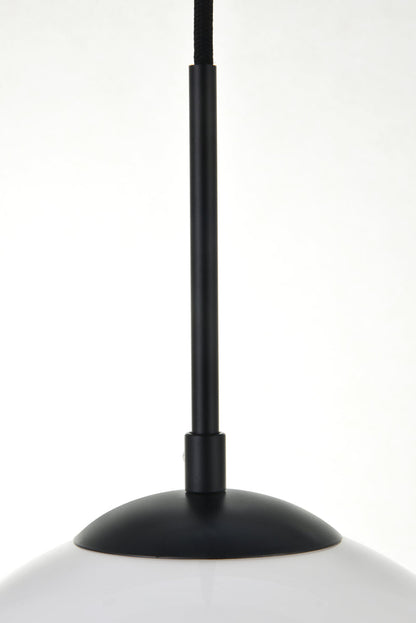 Baxter 1 Light Black Pendant With Frosted White Glass