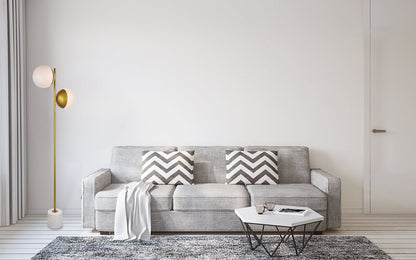 Eclipse 2 Lights Brass Floor Lamp With Frosted White Glass