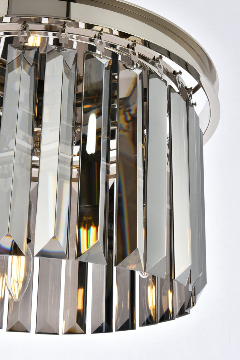 Sydney 3 light polished nickel Pendant Silver Shade (Grey) Royal Cut Crystal