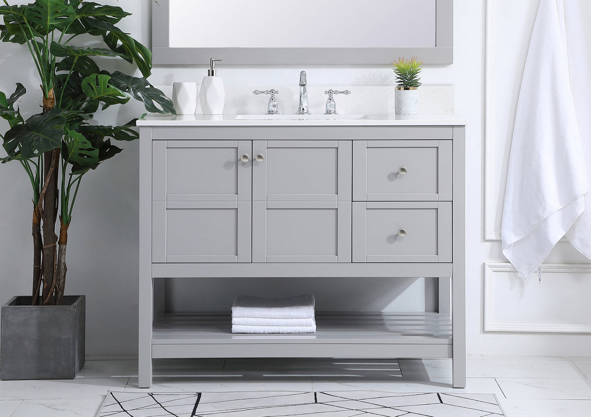 42 inch Single Bathroom Vanity in Gray with Backsplash