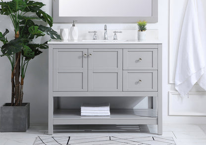 42 inch Single Bathroom Vanity in Gray with Backsplash