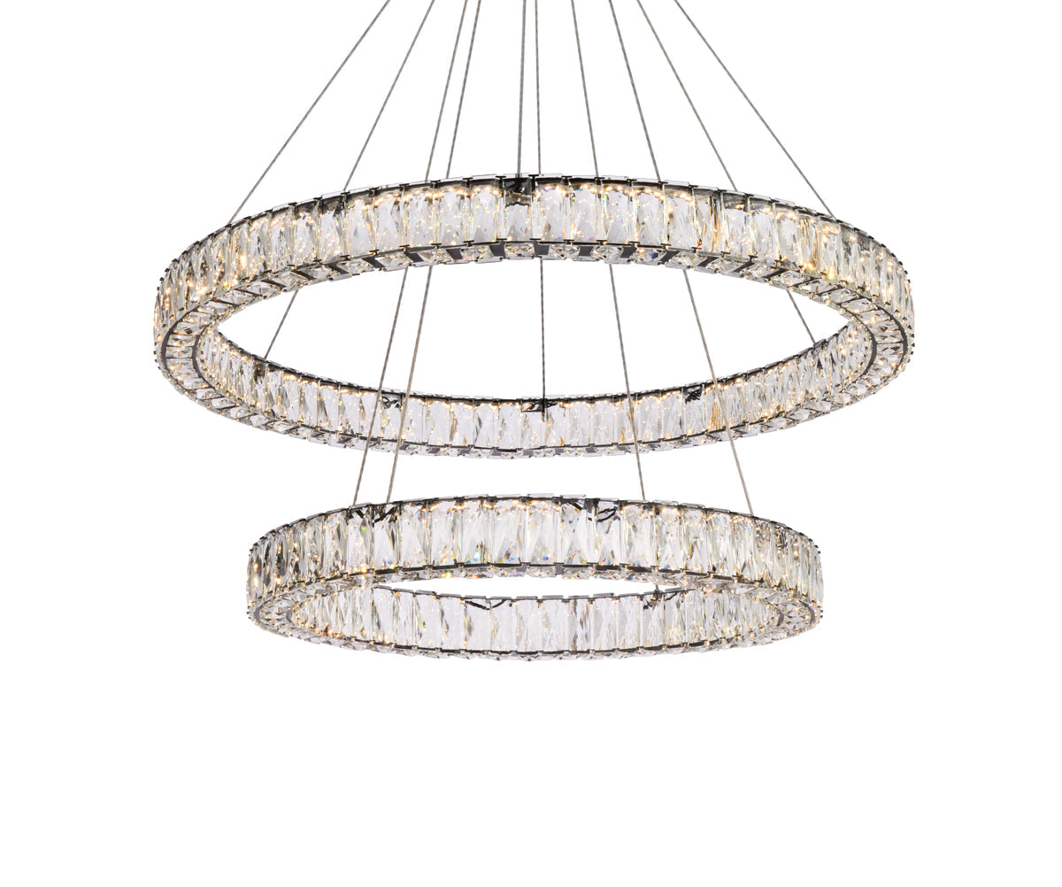 Monroe 36 inch LED double ring chandelier in black