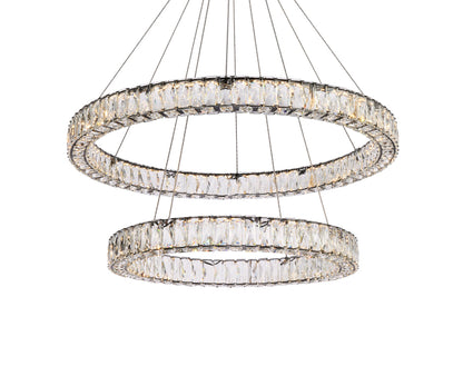 Monroe 36 inch LED double ring chandelier in black