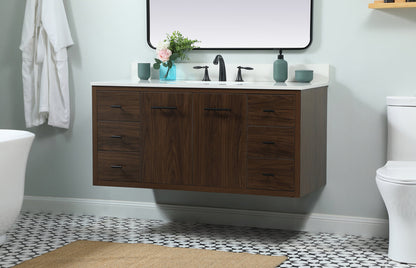 48 inch Single bathroom vanity in walnut with backsplash