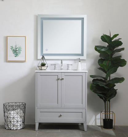 30 inch Single Bathroom Vanity in Grey with Backsplash