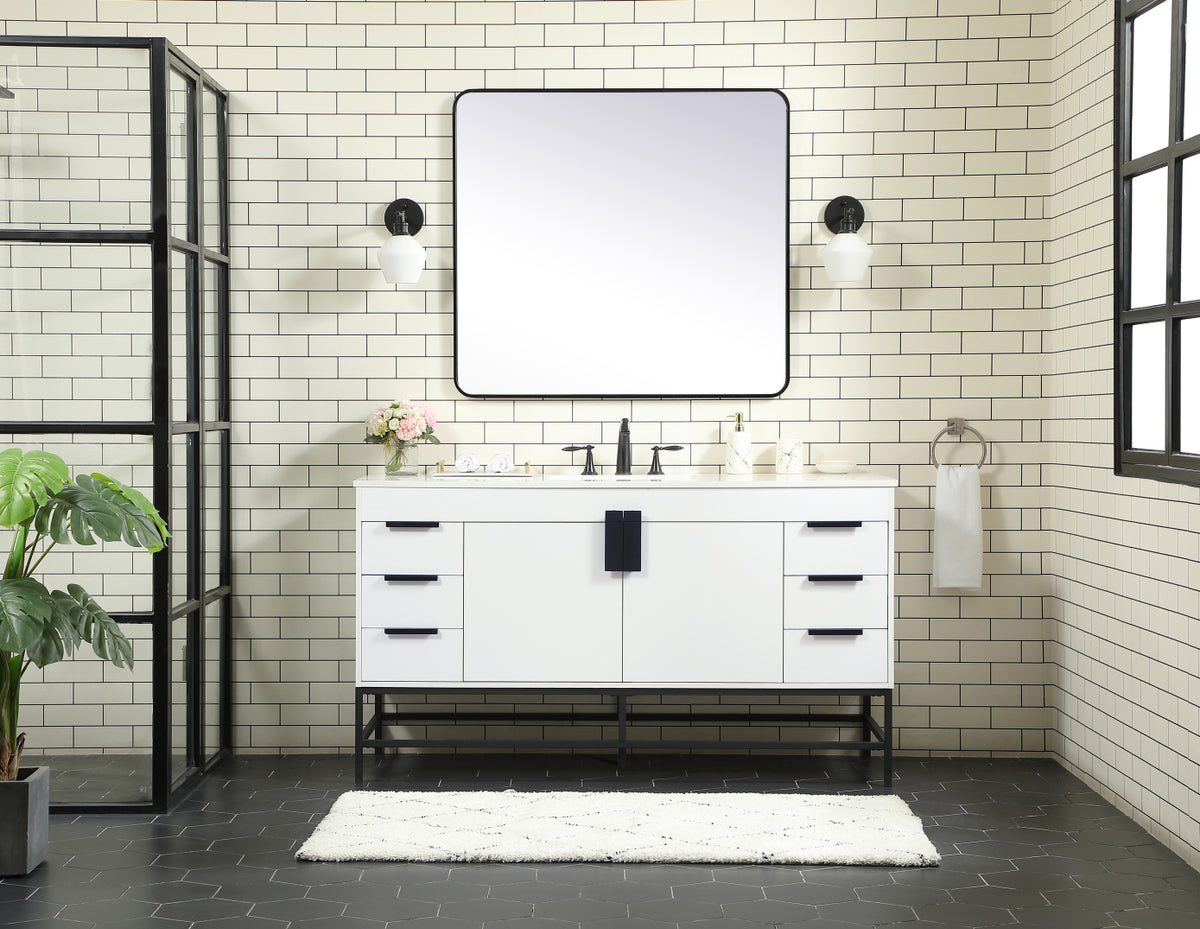 60 inch Single bathroom vanity in white