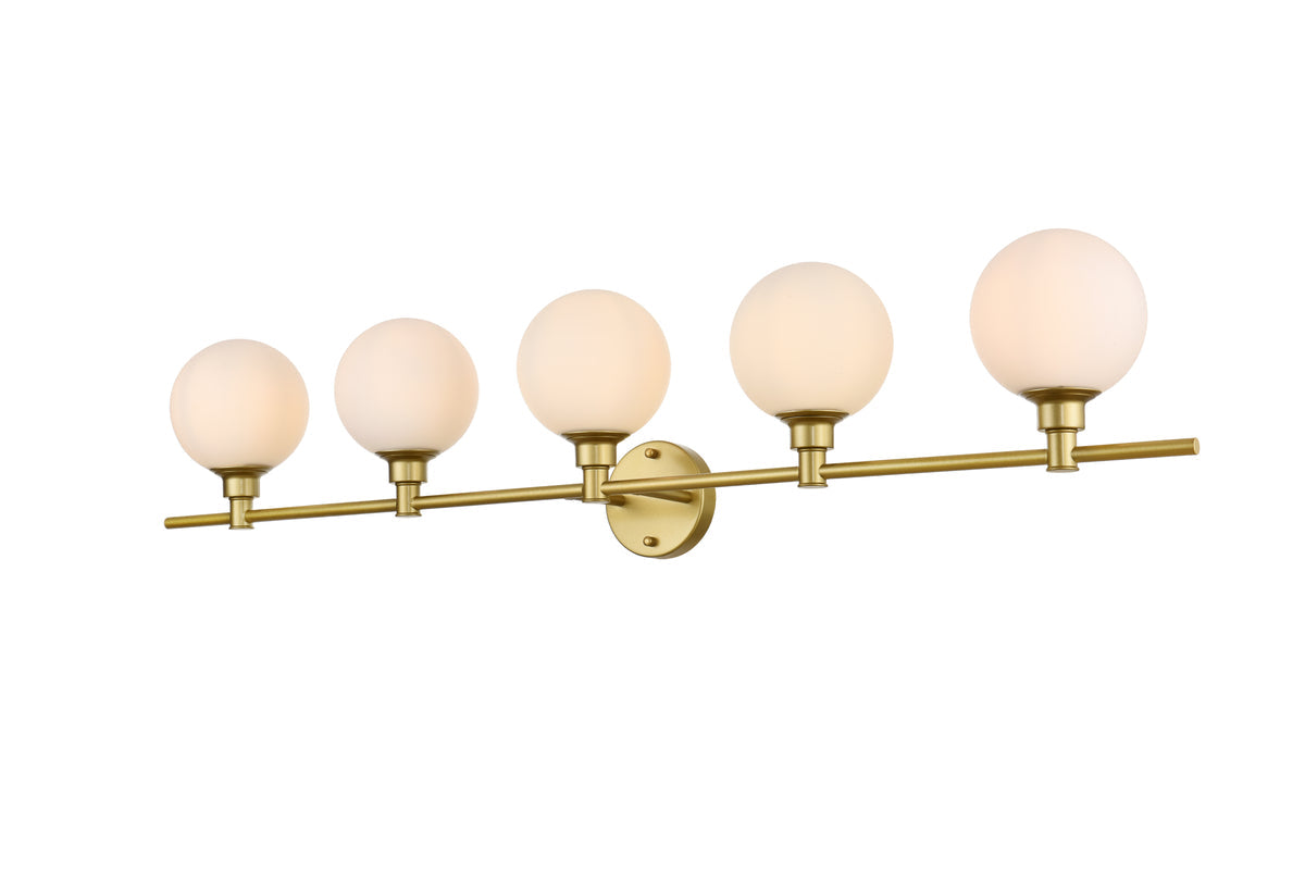 Cordelia 5 light Brass and frosted white Bath Sconce