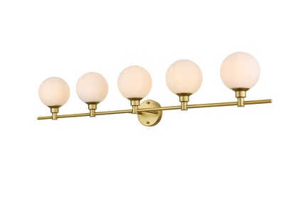 Cordelia 5 light Brass and frosted white Bath Sconce