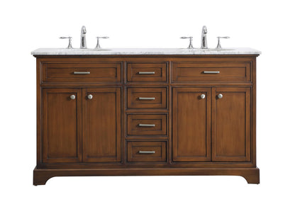 60 In. Double Bathroom Vanity Set In Teak