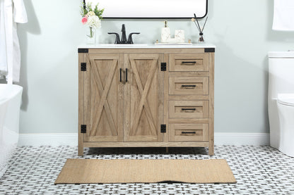 42 inch Single bathroom vanity in natural oak