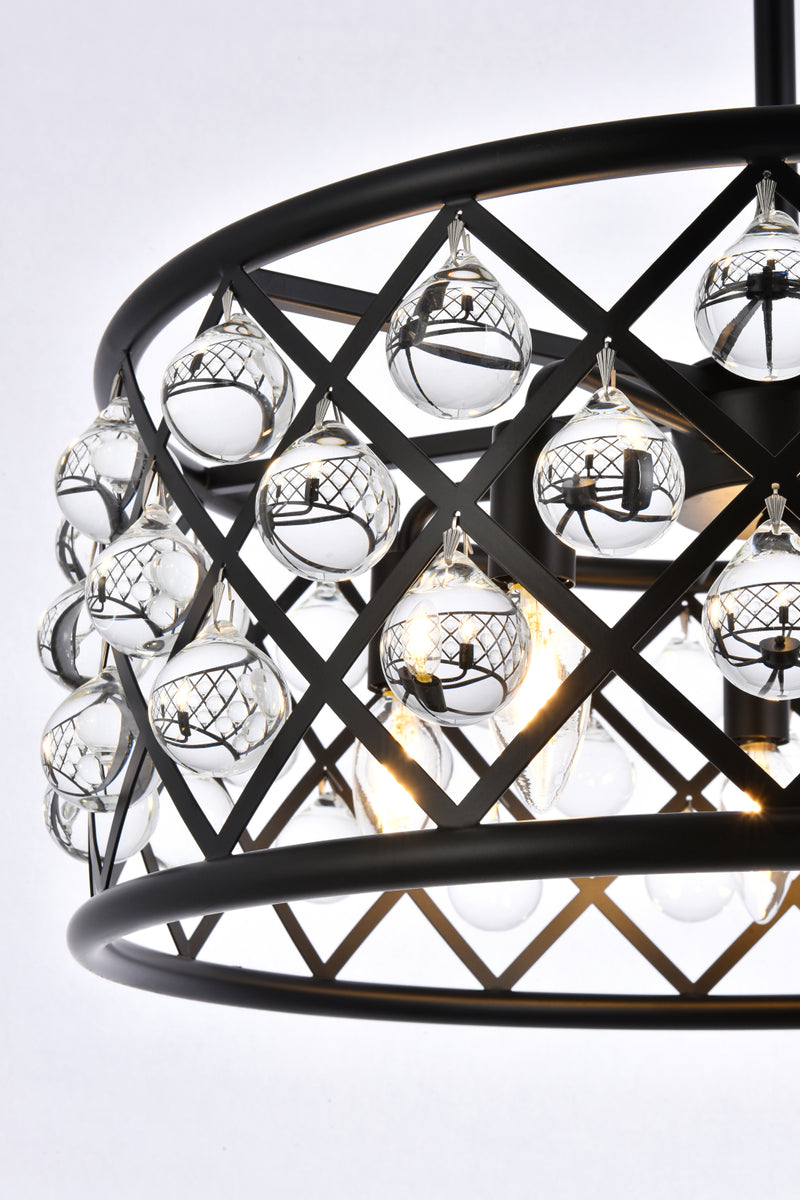 Madison 5 light Matte Black Pendant Clear Royal Cut Crystal