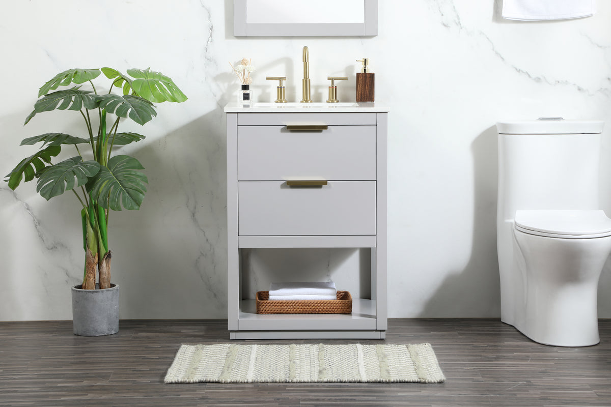 24 inch Single bathroom vanity in grey