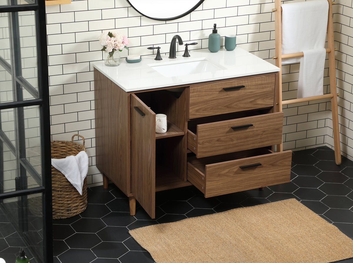 42 inch Single bathroom vanity in walnut brown