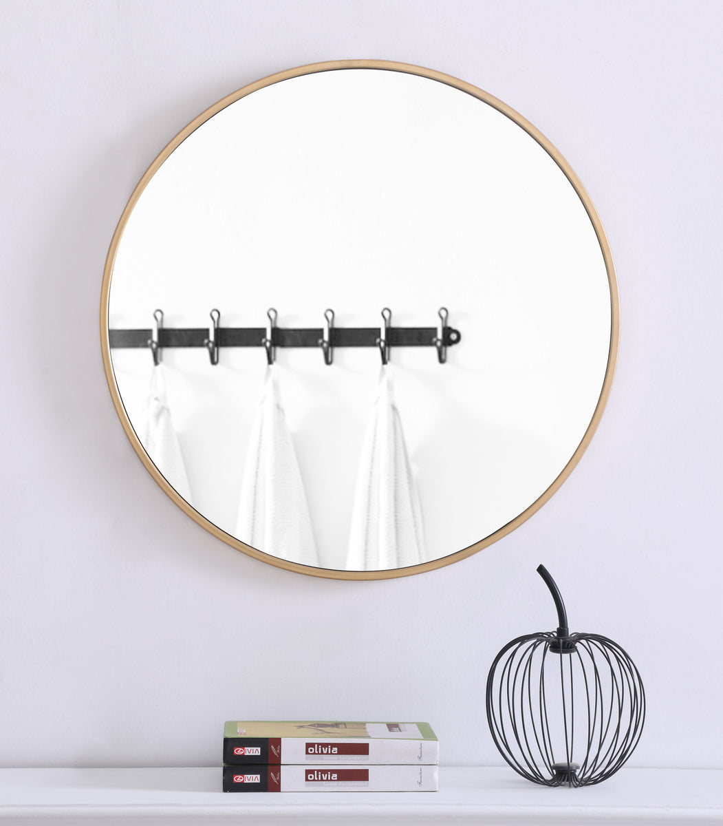 Metal frame Round Mirror 24 inch Brass finish