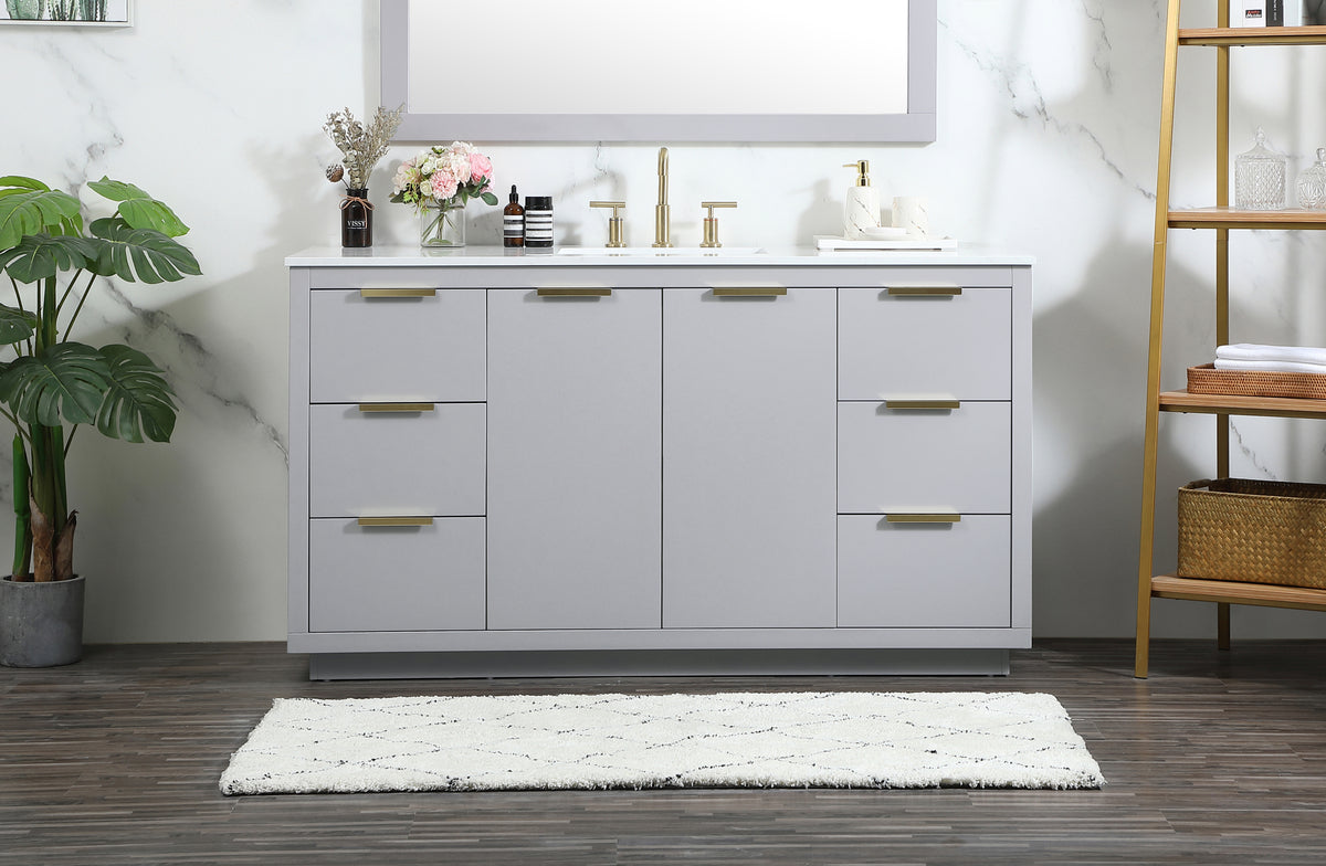 60 inch Single bathroom vanity in grey