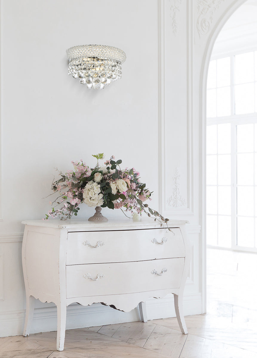 Primo 2 light Chrome Wall Sconce Clear Royal Cut Crystal