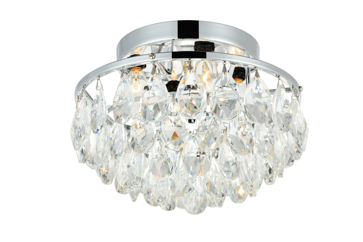 Clara Collection Flush Mount D14in H9in Lt:4 Chrome Finish