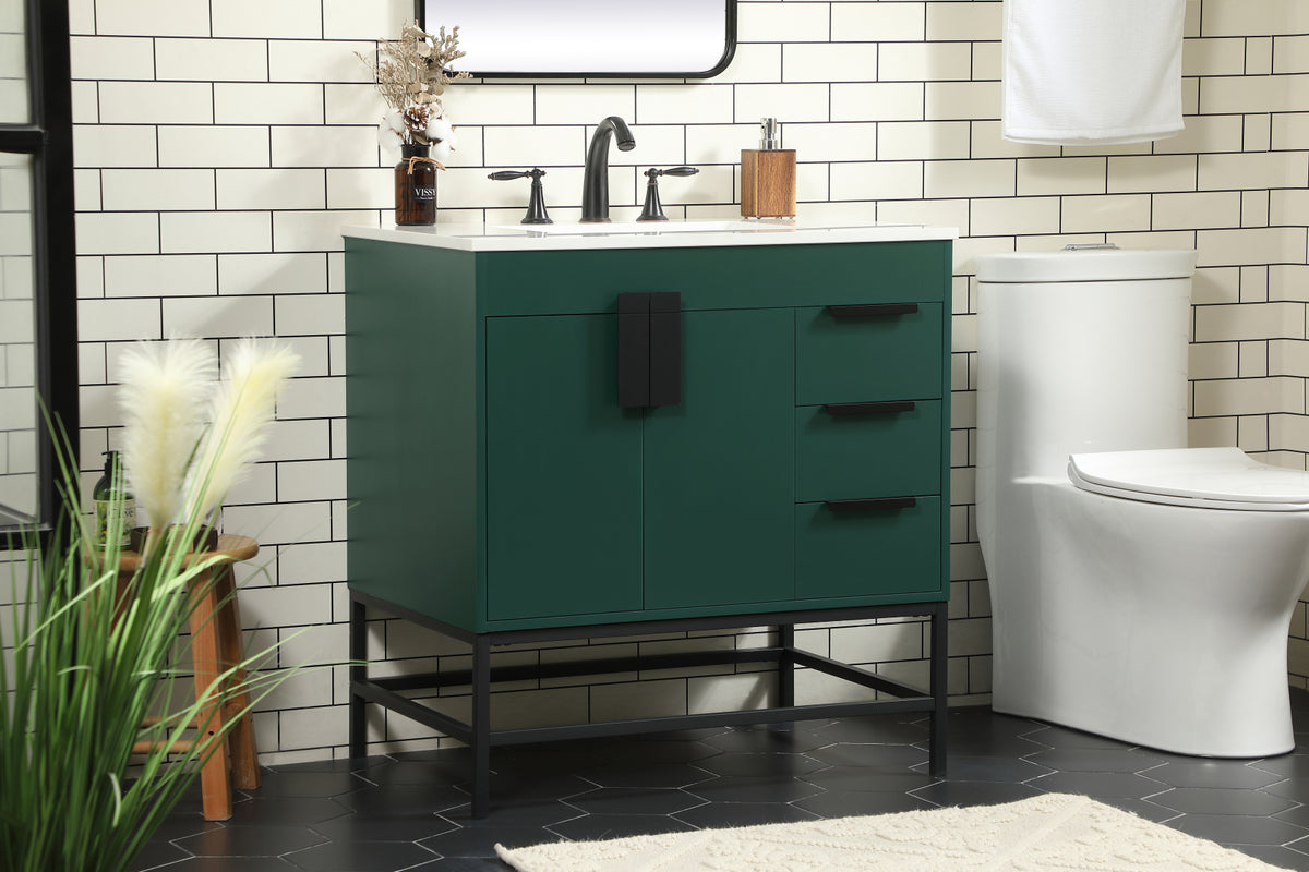 32 inch Single bathroom vanity in green