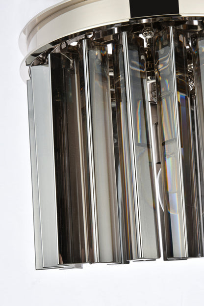 Sydney 3 light polished nickel Pendant Silver Shade (Grey) Royal Cut Crystal