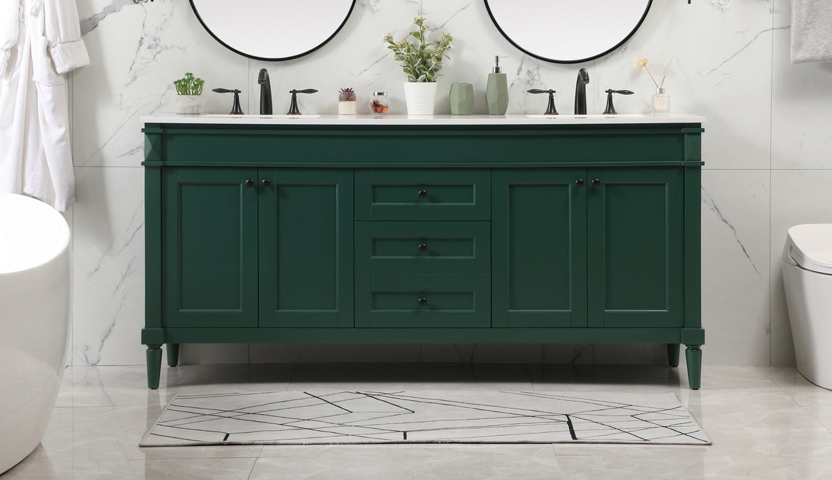 72 inch double bathroom vanity in green