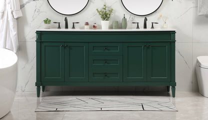 72 inch double bathroom vanity in green
