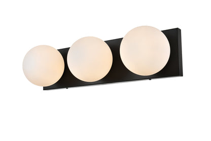 Jaylin 3 light Black and frosted white Bath Sconce