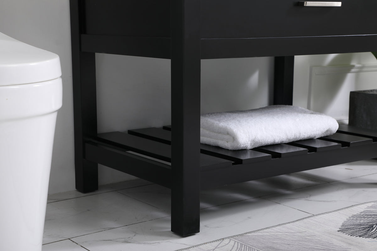 36 inch Single bathroom vanity in black with backsplash