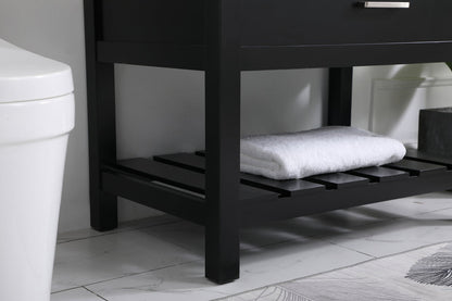 36 inch Single bathroom vanity in black with backsplash