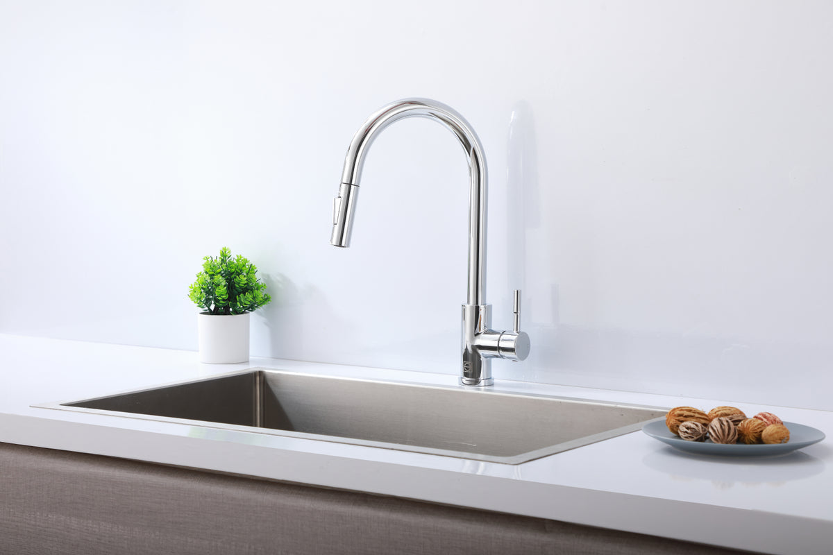 Jack Single Handle Pull Down Sprayer Kitchen Faucet in Chrome