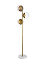 Eclipse 3 Lights Brass Floor Lamp With Clear Glass