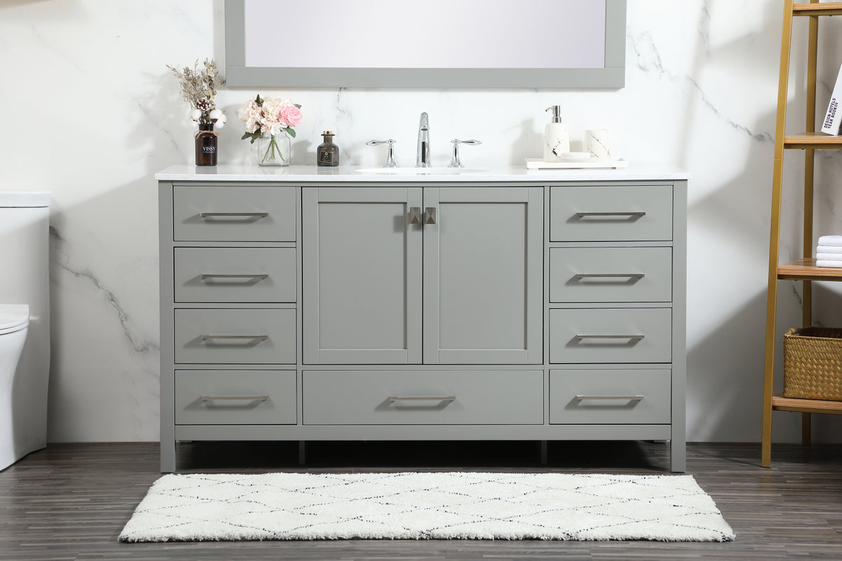 60 inch Single bathroom vanity in grey