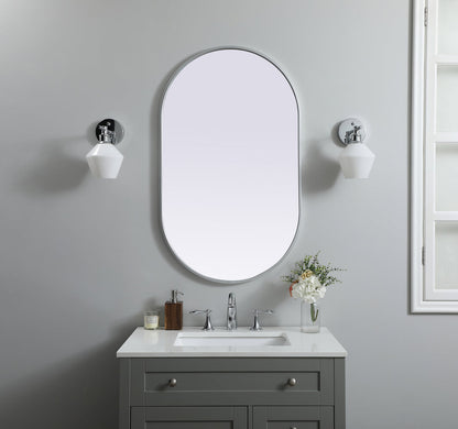 Metal Frame Oval Mirror 24x40 Inch in Silver