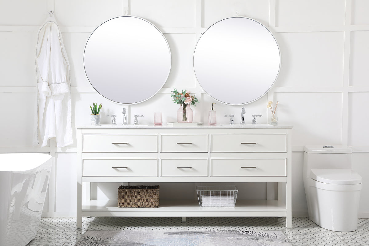 72 inch double bathroom vanity in white