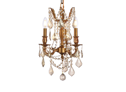 Rosalia 3 light French Gold Pendant Golden Teak (Smoky) Royal Cut Crystal