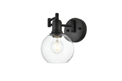 Davian 1 light Black and Clear swing arm wall sconce