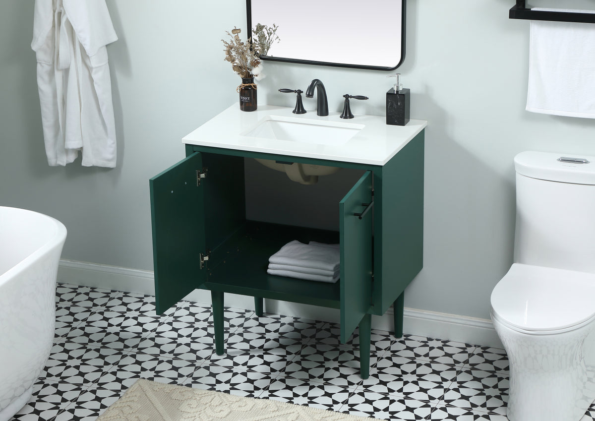 30 inch Single bathroom vanity in green