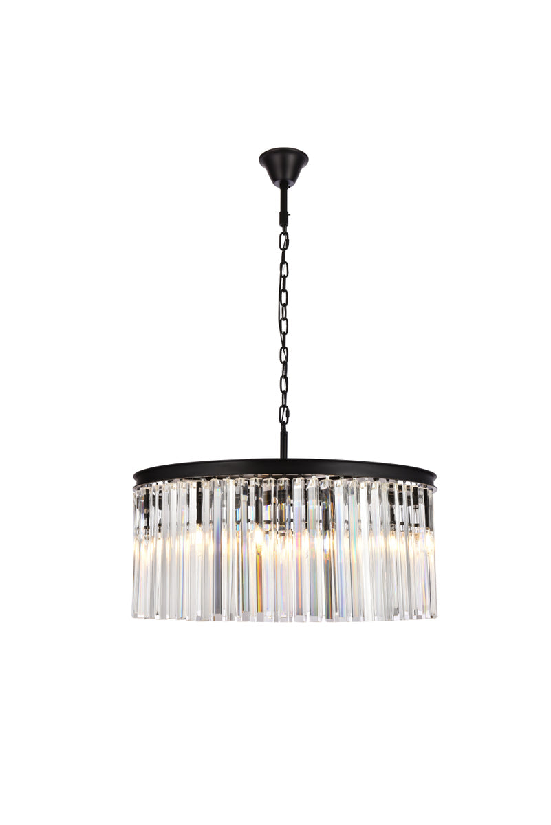 Sydney 8 light Matte Black Chandelier Clear Royal Cut Crystal