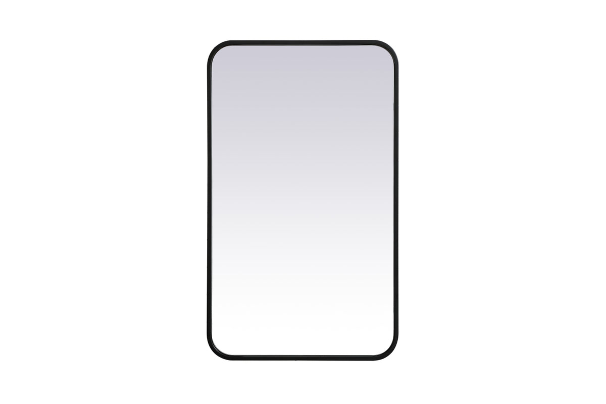 Soft corner metal rectangular mirror 18x30 inch in Black