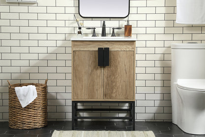 24 inch Single bathroom vanity in natural oak