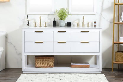 60 inch Single bathroom vanity in white