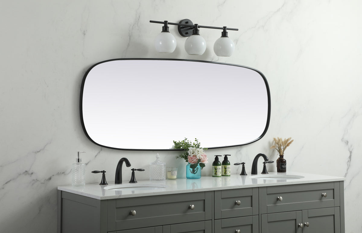 Metal Frame Oval Mirror 24x60 Inch in Black
